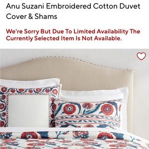Pottery Barn king size duvet cover and Euro shams- Anu Suzani